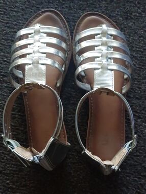 Women's Silver Strappy Gladiator Sandals